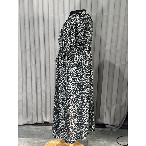 Leopard Print Longline Kimono Cardigan With Waist Tie Size S/M - Picture 2 of 6